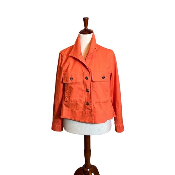 CAbi Resort swing jacket orange lightweight button front collar & pockets Sz S - Picture 1 of 11